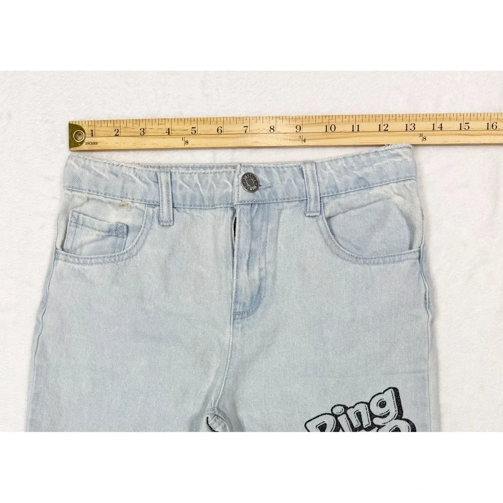 Justice Girls Jeans Ring Pop Bazooka Collaboration Size 10 Light Blue Denim